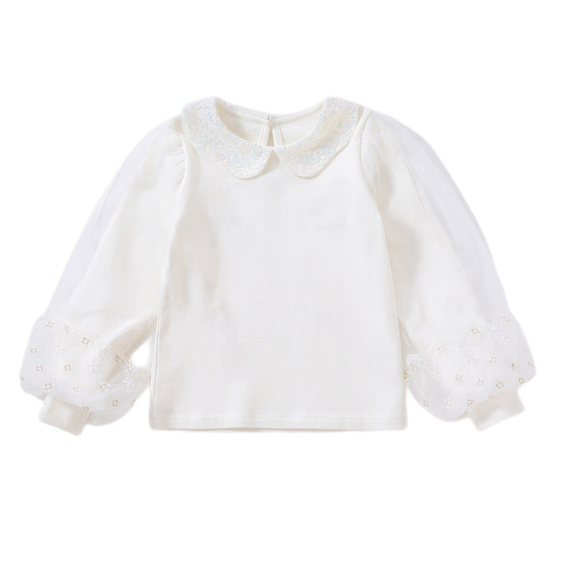 Mädchen Sweatshirt mit eleganten Tüllärmeln und auffälligem Kragen Echo Archiv