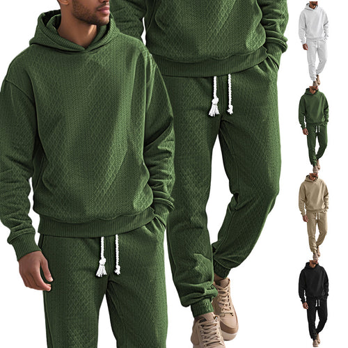 Herren bequemer und eleganter Freizeit-Hoodie-Anzug mit stilvoller Waffelstruktur Echoarchiv