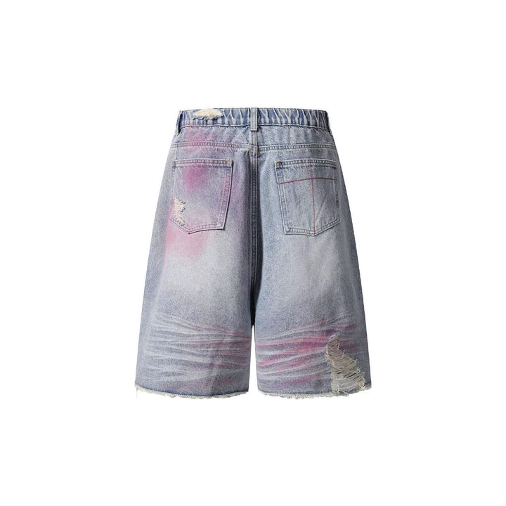 Damen Trendige Denim-Shorts mit einzigartigen Graffiti- und Destroyed-Details Echo Archiv