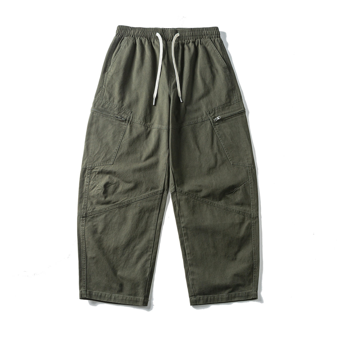 Herren Cropped Cargo-Hose mit elastischem Bund, Tunnelzug und Reißverschlusstaschen Echoarchiv