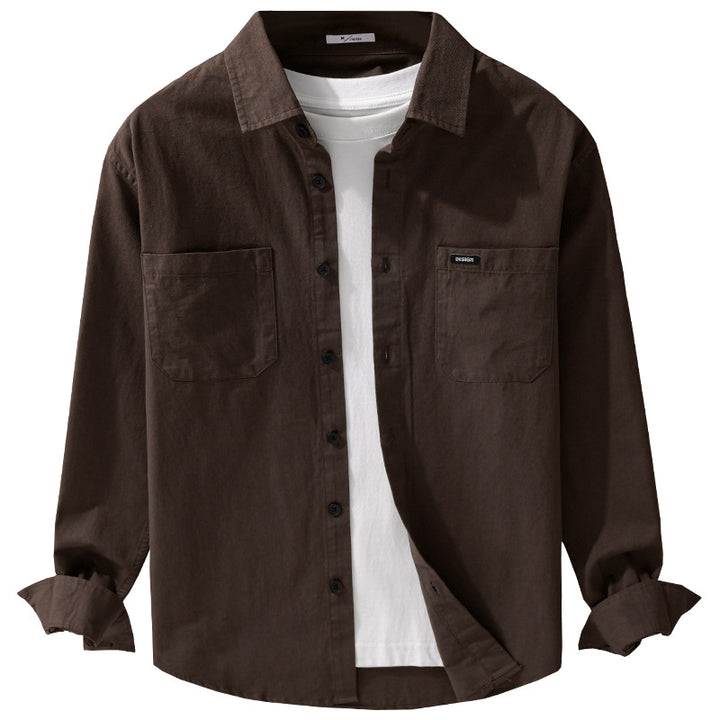 Herren Baumwoll-Overshirt im Hemdjackenstil mit aufgesetzten Brusttaschen und relaxed Fit Echoarchiv