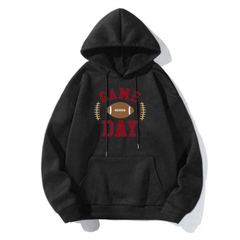 Damen Sportlicher Kapuzenpullover mit Football-Motiv Echoarchiv