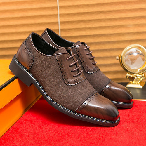 Herren elegante Oxford-Halbschuhe mit Kapzehen-Design, Leder-Textilmix und gepolstertem Komfortfußbett Echo Archiv
