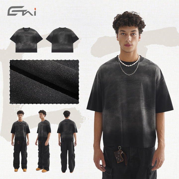 Unisex Oversized Boxy T-Shirt mit verwaschenem Dip-Dye-Effekt Echo Archiv
