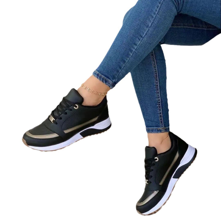 Damen nan elegante Lace-Up-Plateau-Sneaker mit versteckter Keilsohle und dämpfender EVA-Zwischensohle Echo Archiv