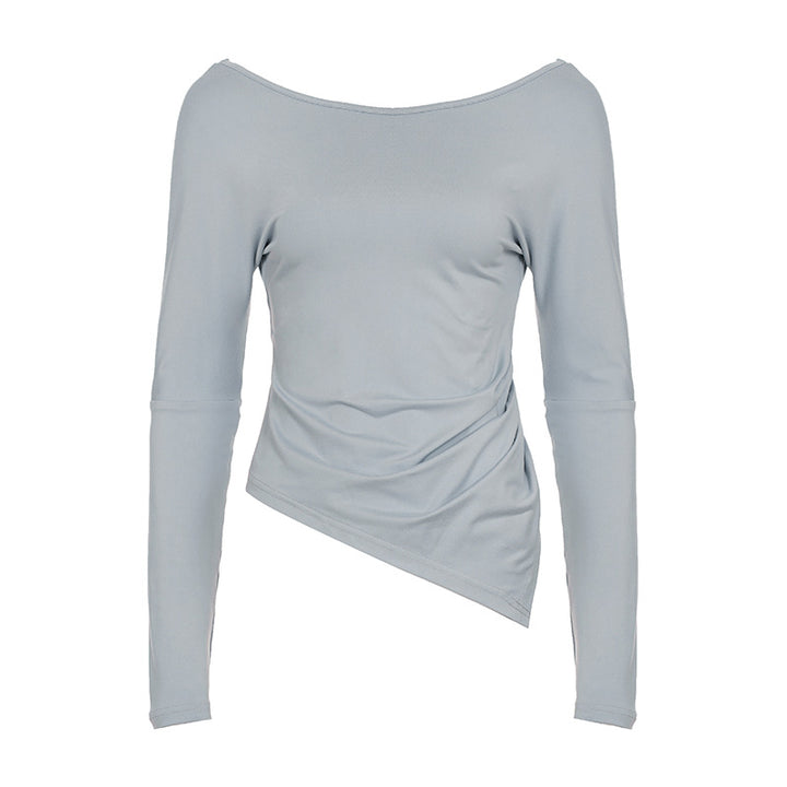 Damen nan asymmetrisches Off-Shoulder Langarmshirt mit seitlicher Raffung und schräger Saumlinie Echo Archiv