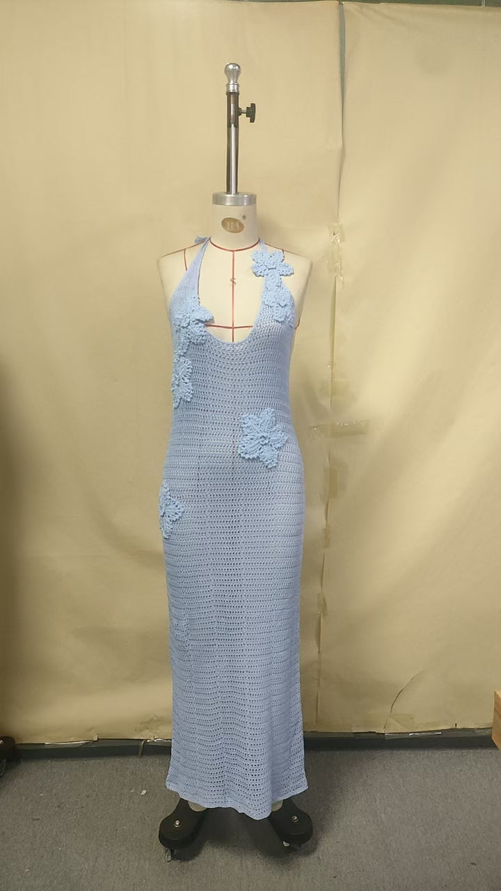 Damen häkel Maxi-Kleid mit floralem Design Echo Archiv