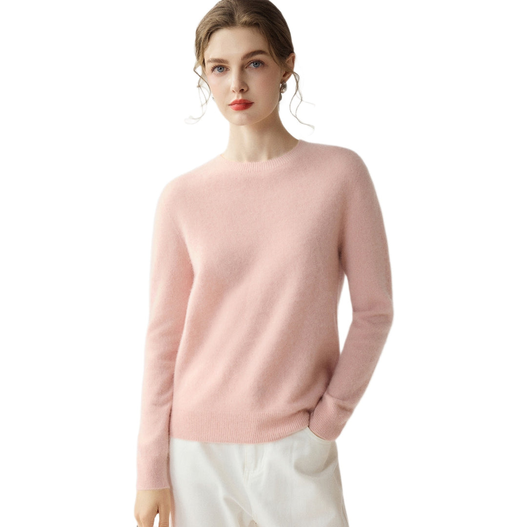 Damen Leichter Rundhalspullover aus Kaschmir‑Look mit extrafeinem Flor und geripptem Saum Echoarchiv