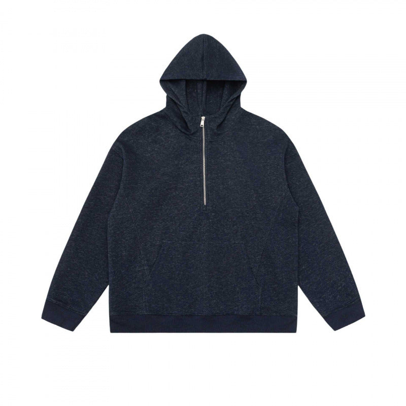 Unisex Kapuzen-Halbzip-Sweatshirt mit Kängurutasche und Rippbündchen Echo Archiv