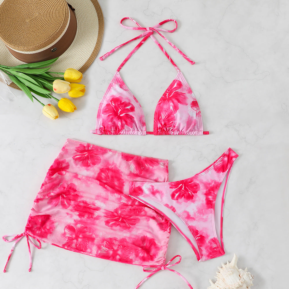 Damen Bikini-Set mit floralem Muster und verstellbarem Rock Echo Archiv