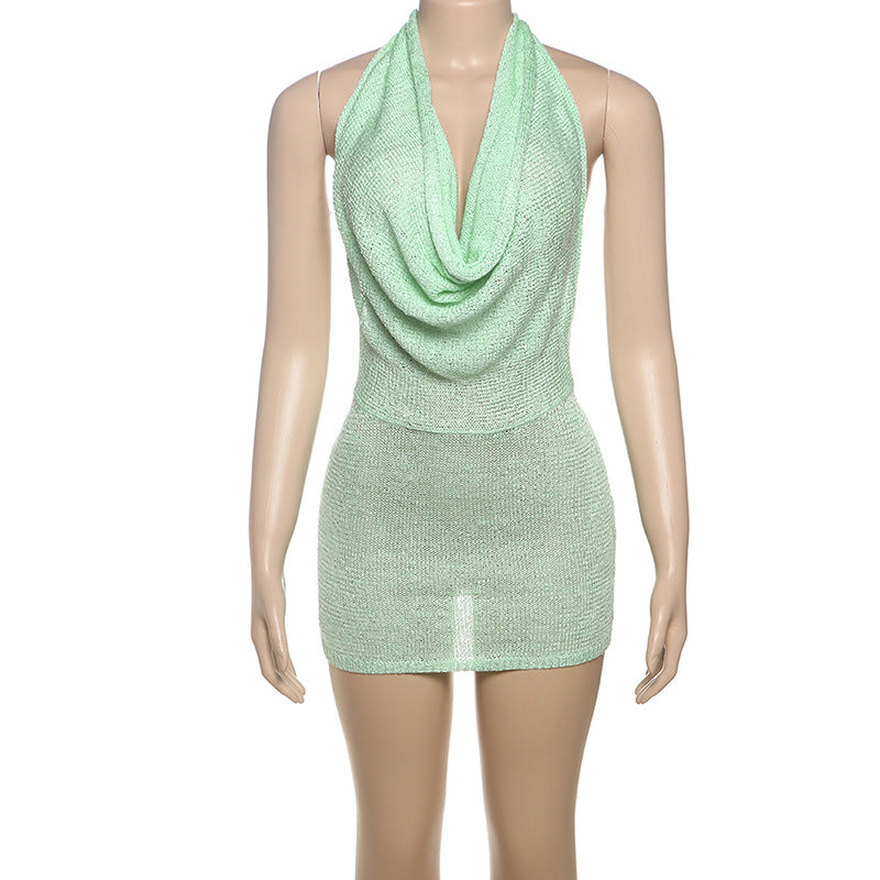 Damen Schulterfreies Minikleid mit lässigem Oversized-Ausschnitt und Glitzerakzenten Echo Archiv