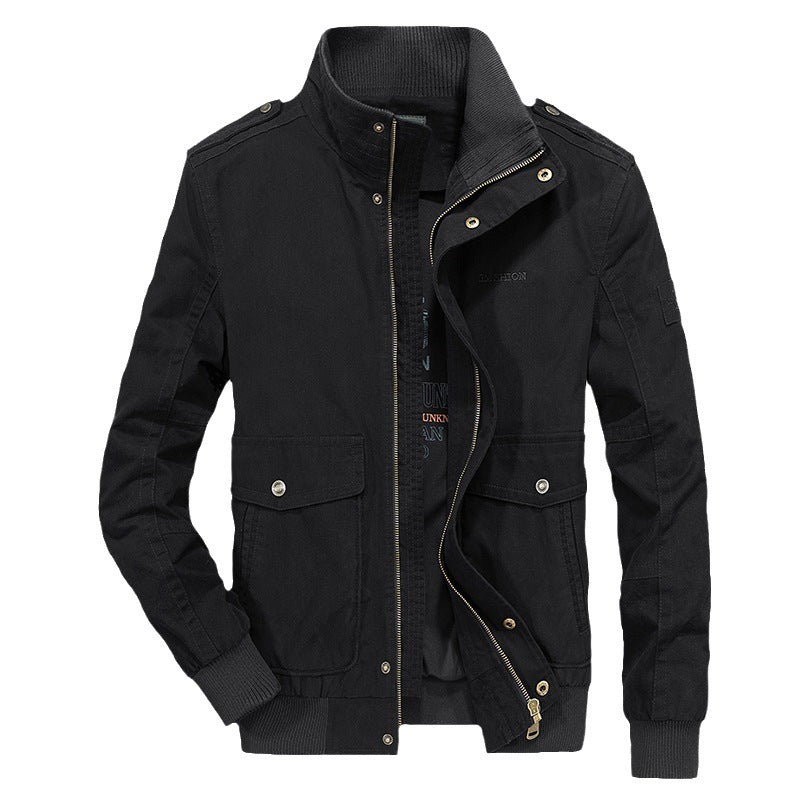 Herren Vintage-Canvas-Blouson mit hochschließendem Stehkragen und aufgesetzten Klappentaschen Echo Archiv