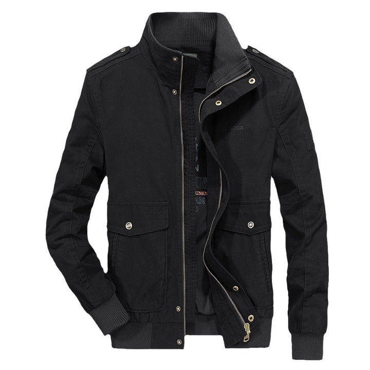 Herren Vintage-Canvas-Blouson mit hochschließendem Stehkragen und aufgesetzten Klappentaschen Echo Archiv
