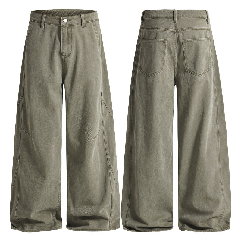 Damen Extraweite Twill‑Palazzohose mit tiefem Schritt und dekorativen Nahtpaneelen Echo Archiv