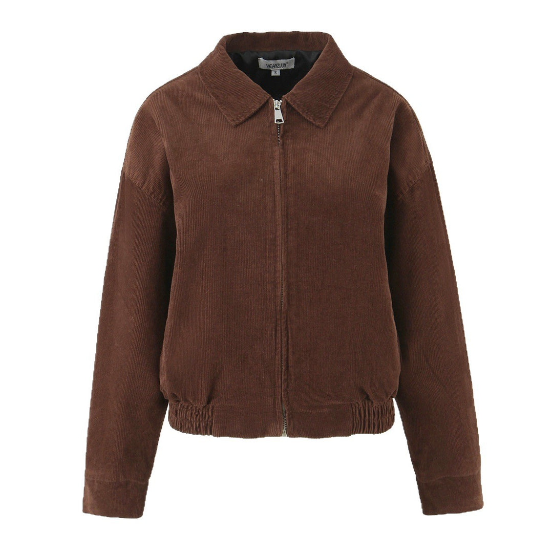 Damen Kurz geschnittene Cordblouson-Jacke mit Reißverschluss Echoarchiv