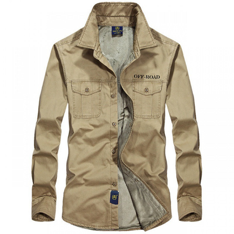 Herren Baumwoll-Overshirt Hemdjacke mit Rückenfalte und verstellbaren Manschetten – Taviero