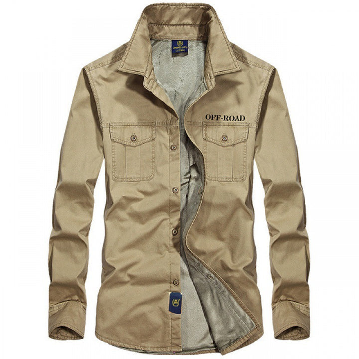 Herren Baumwoll-Overshirt Hemdjacke mit Rückenfalte und verstellbaren Manschetten – Taviero