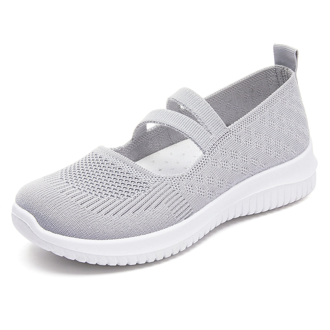 Damen nan gestrickter Slip-On Mary-Jane-Sneaker mit elastischen Riemen, gepolstertem Komfortfußbett und flexibler EVA-Laufsohle Echo Archiv