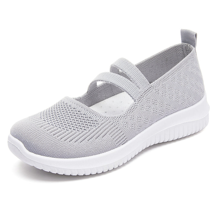 Damen nan gestrickter Slip-On Mary-Jane-Sneaker mit elastischen Riemen, gepolstertem Komfortfußbett und flexibler EVA-Laufsohle Echo Archiv