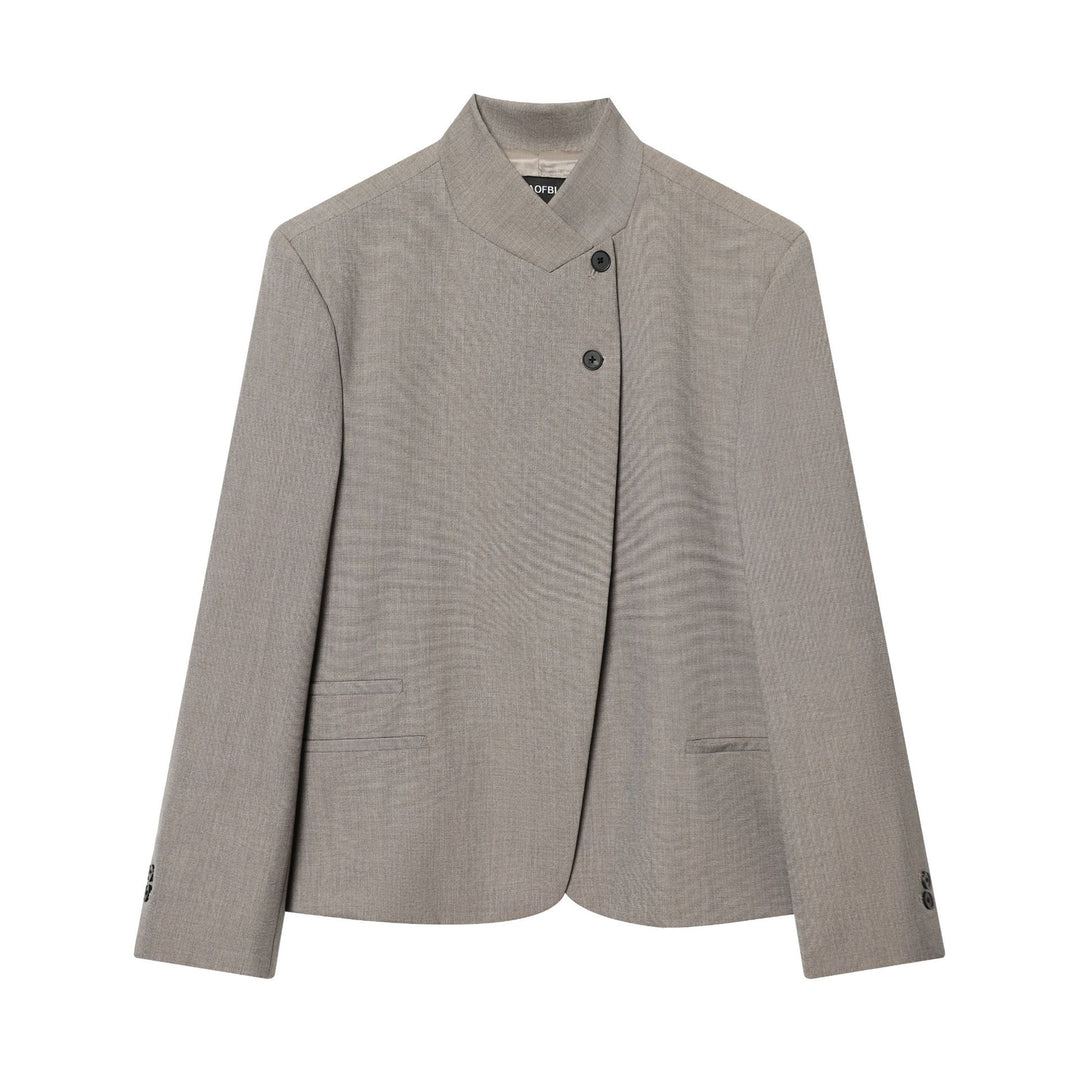Damen nan Mandarin-Kragen Blazer mit asymmetrischer Knopfleiste, Wiener Nähten und dezent taillierter Silhouette Echo Archiv