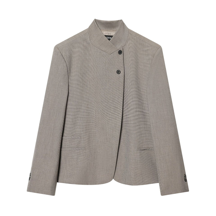 Damen nan Mandarin-Kragen Blazer mit asymmetrischer Knopfleiste, Wiener Nähten und dezent taillierter Silhouette Echo Archiv