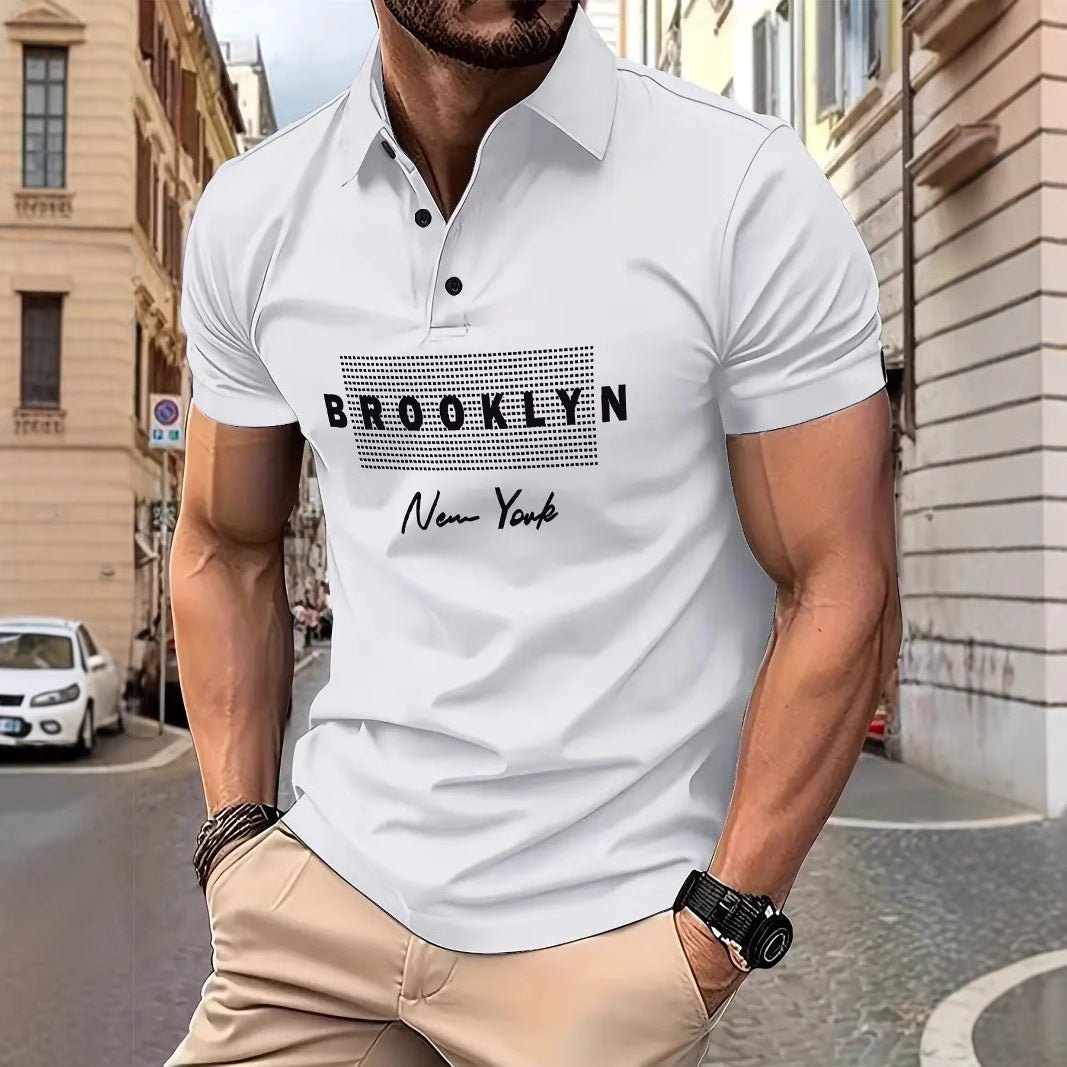 Herren Poloshirt mit modischem Druckdesign Echoarchiv