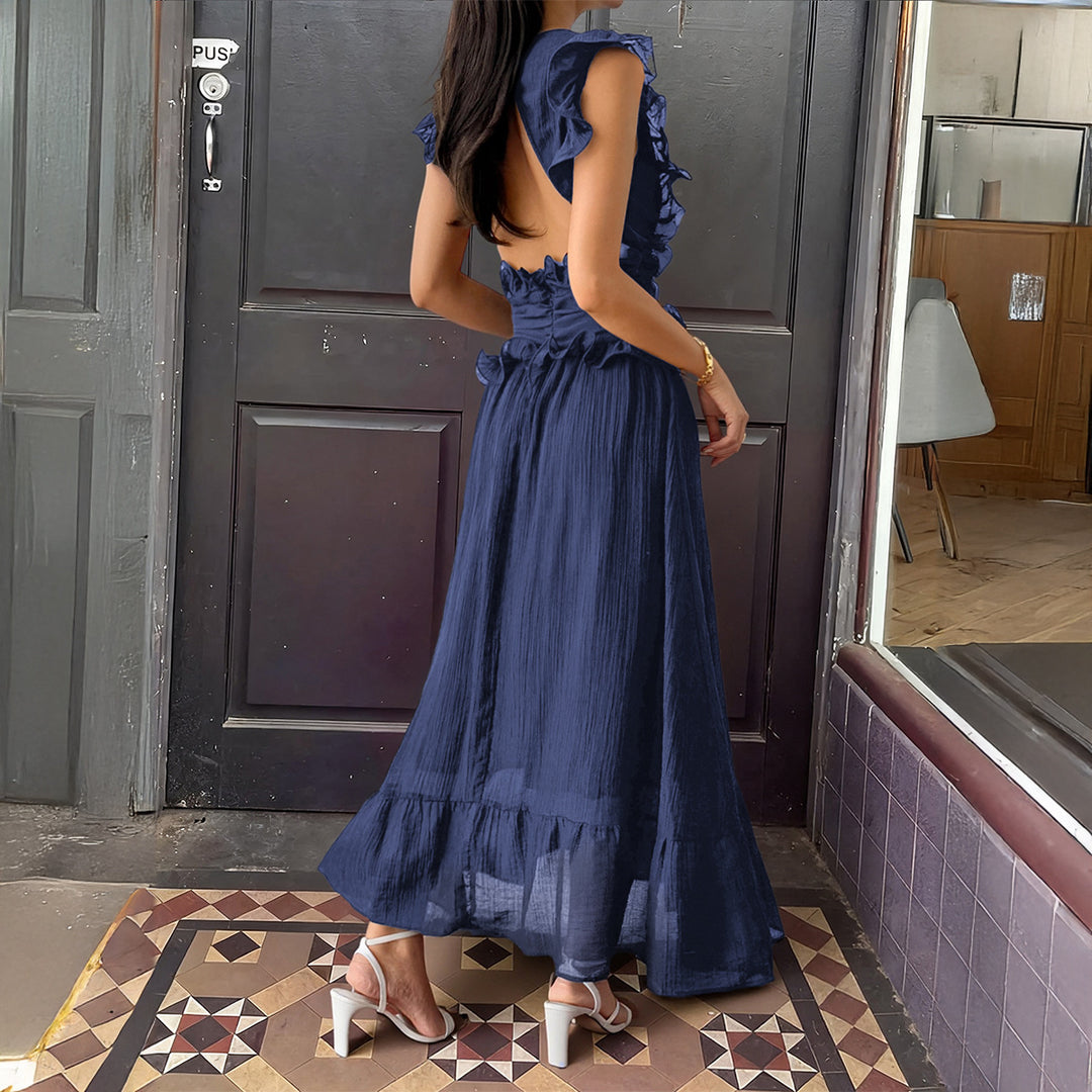 Damen Elegantes Wickelkleid mit Rüschendetails und taillierter Silhouette Echo Archiv