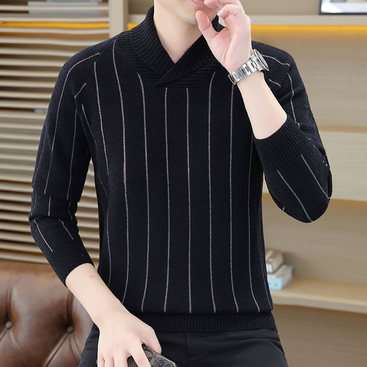 Herren Eleganter Strickpullover mit Stehkragen Echoarchiv