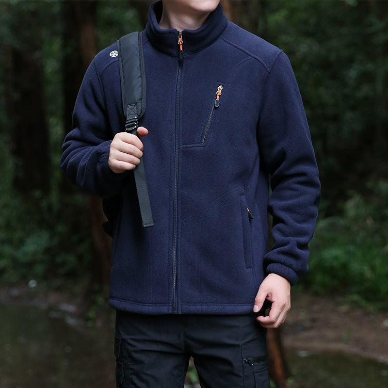 Herren Technische Fleecejacke mit Stehkragen, Brustreißverschluss & verstärkten Eingriffstaschen Echoarchiv
