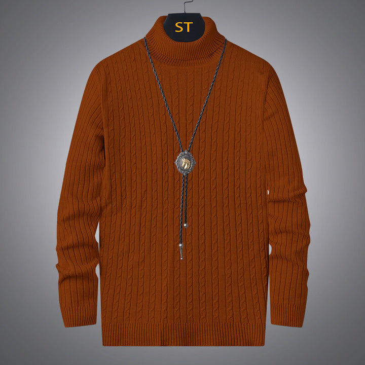 Herren Rollkragenpullover mit strukturiertem Zopfmuster Echoarchiv
