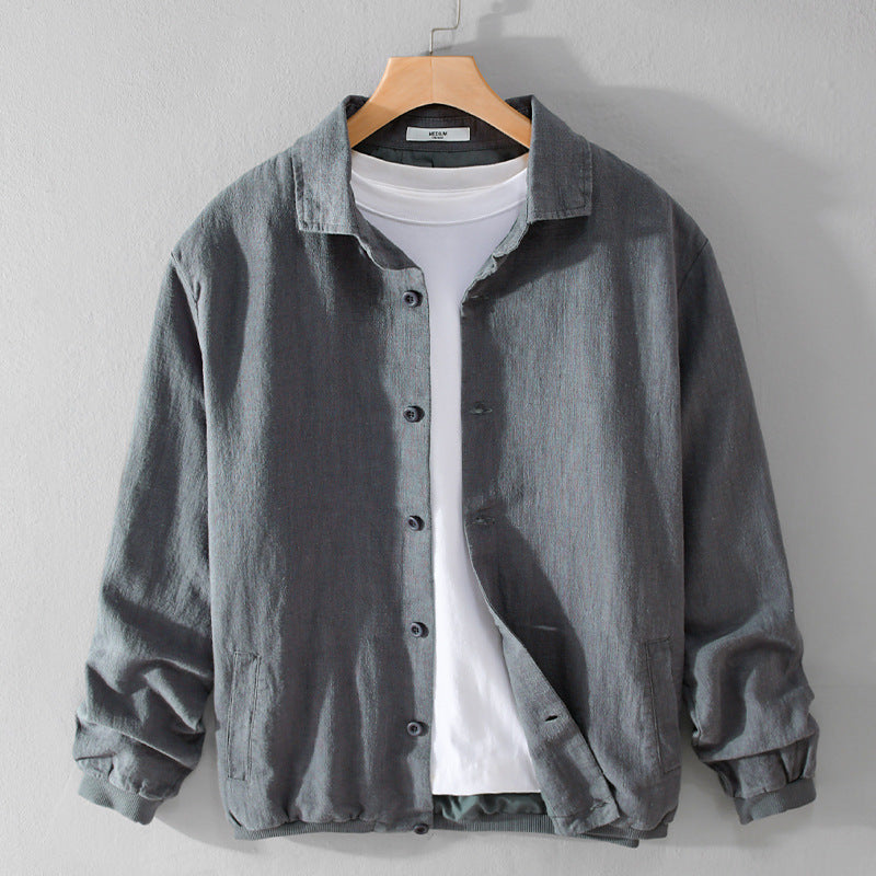Herren Leichte Leinen-Hemdjacke mit Knopfleiste und Relaxed Fit Echoarchiv