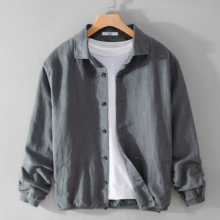 Herren Leichte Leinen-Hemdjacke mit Knopfleiste und Relaxed Fit Echoarchiv