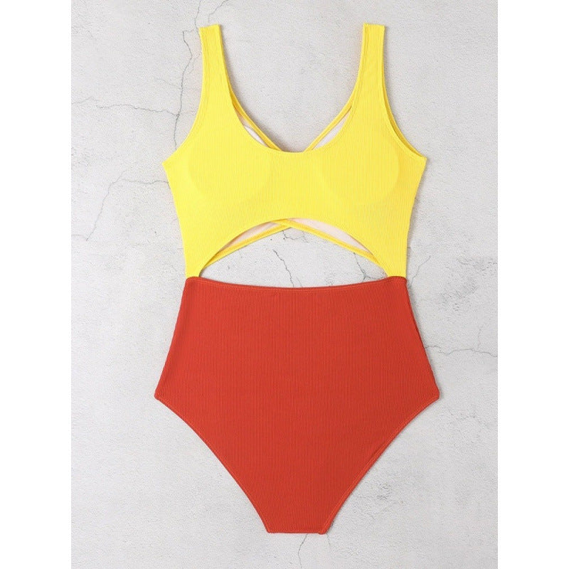 Damen Cut-Out Badeanzug mit hohem Bund und Wickeldesign Echo Archiv