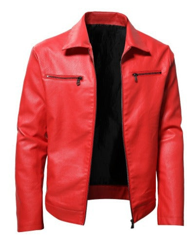 Herren Echtlederjacke mit modernen Reißverschlusstaschen Echoarchiv