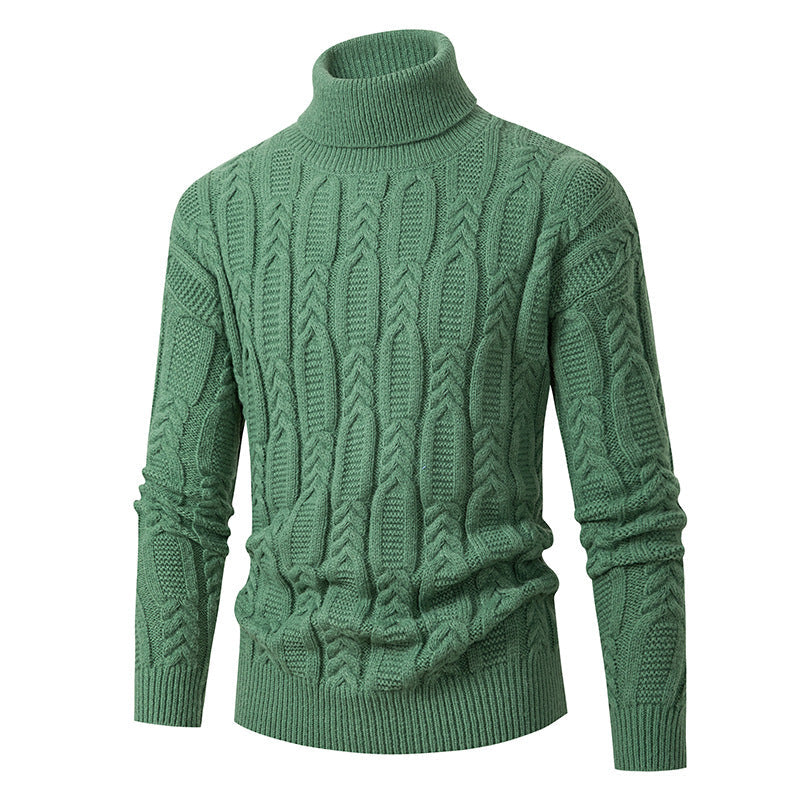 Herren Hochwertiger Rollkragenpullover mit Strukturmuster Echoarchiv