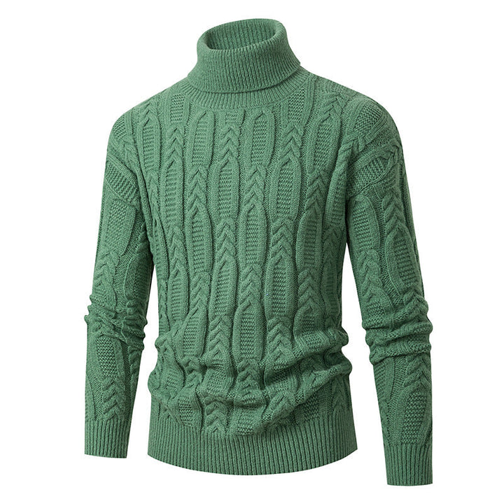 Herren Hochwertiger Rollkragenpullover mit Strukturmuster Echoarchiv
