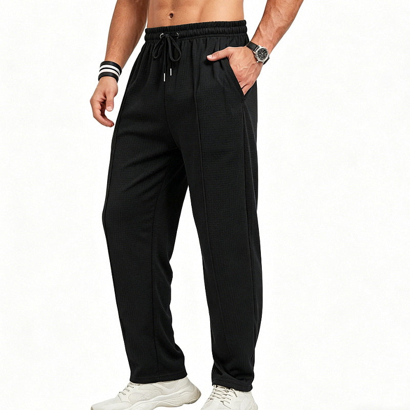 Herren Texturierte Relax-Fit Jogginghose mit Bügelfalte und Kordelzug – Sorevano