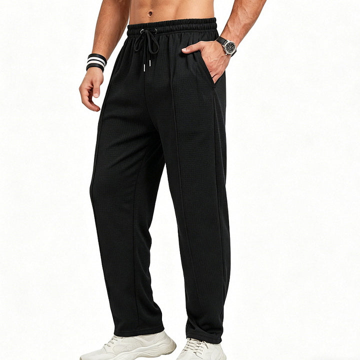 Herren Texturierte Relax-Fit Jogginghose mit Bügelfalte und Kordelzug – Sorevano
