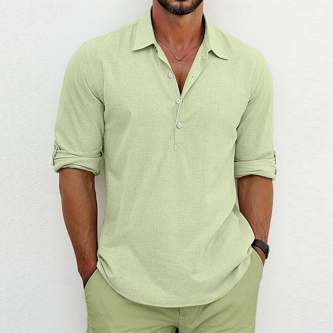 Herren modisches Hemd mit drei Viertel-Ärmeln und Knopfleiste Echoarchiv