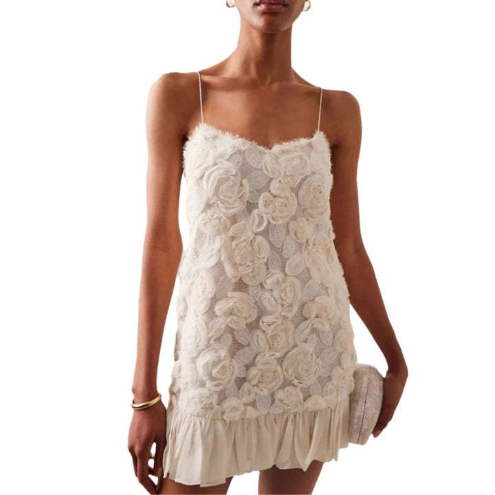 Damen Kleid mit floralen Applikationen und gerafftem Saum Echo Archiv