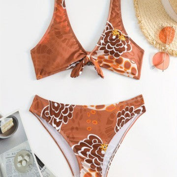Damen Crop-Bikini mit floralem Knötchen-Design Echo Archiv