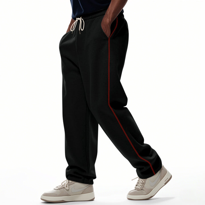 Herren locker sitzende Sweatpants mit seitlicher Ziernaht, elastischem Komfortbund und tiefen Eingrifftaschen – Marzano