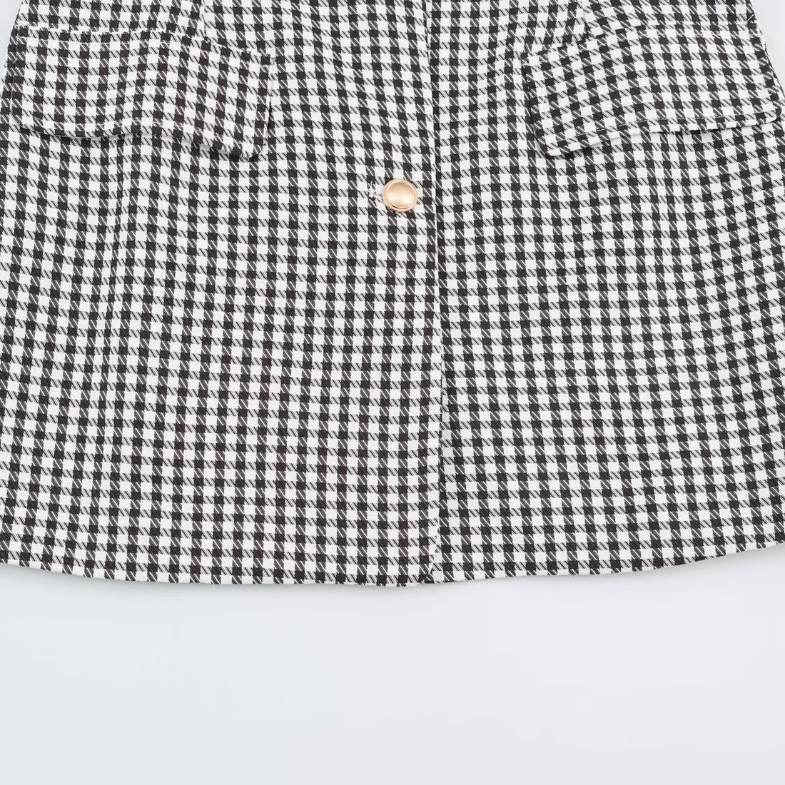 Damen Oversize-Blazer im Hahnentritt‑Muster mit Ballonärmeln und Pattentaschen Echoarchiv
