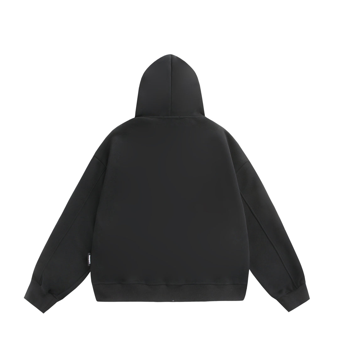 Unisex Kapuzen-Sweatjacke mit Doppelreißverschluss und Ziernaht-Panel Echoarchiv