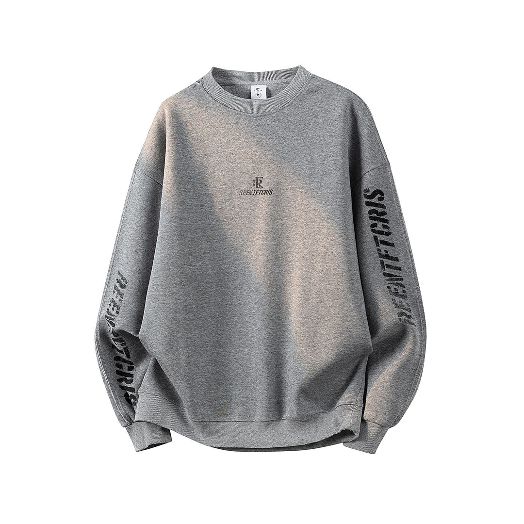 Damen Oversize-Sweatshirt mit gesticktem Schriftzug, abgerundetem Saum & überschnittener Schulter Echoarchiv