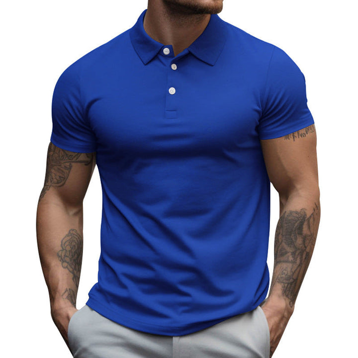 Herren nan tailliertes elastisches Piqué-Poloshirt mit klassischem Kragen Echoarchiv