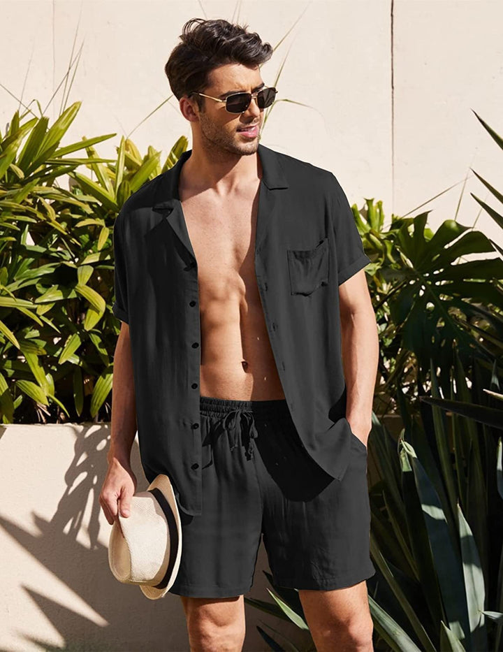 Herren lässiges Kurzarmhemd und Shorts Set mit praktischem Design Echoarchiv
