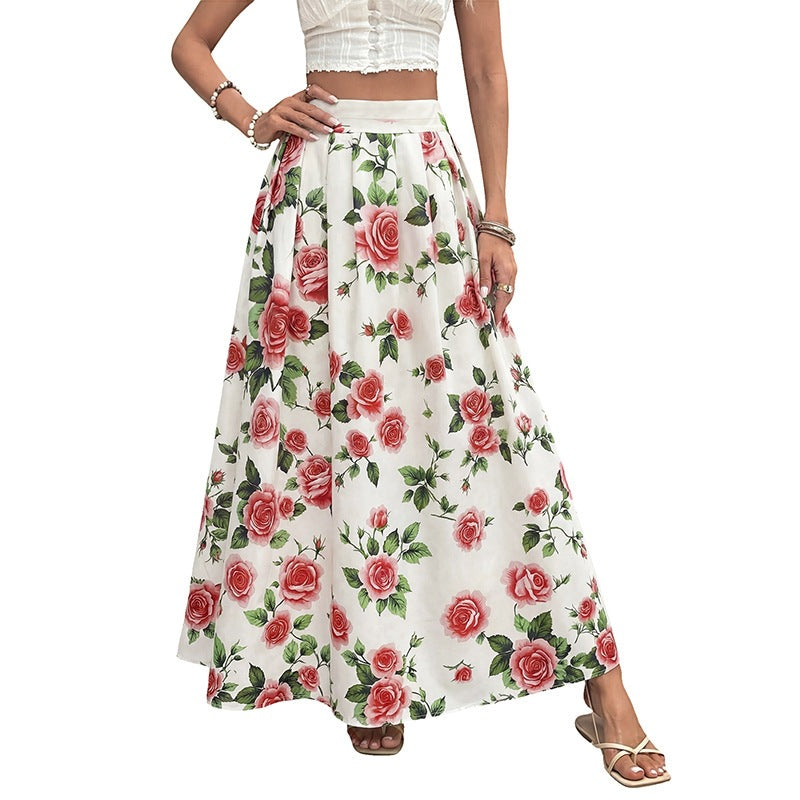 Damen Hochwertiger Maxirock mit floralen Mustern Echo Archiv