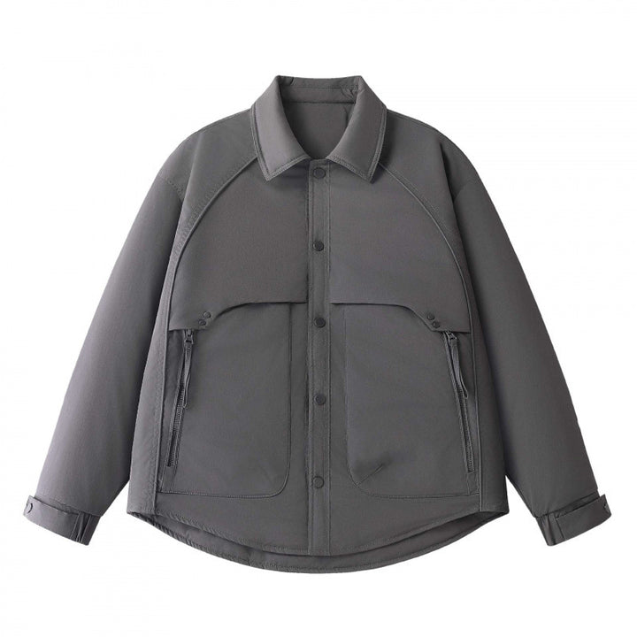 Herren Gepolsterte Hemdjacke mit abgerundetem Saum, Reißverschluss-Taschen und Druckknopf-Leiste Echo Archiv