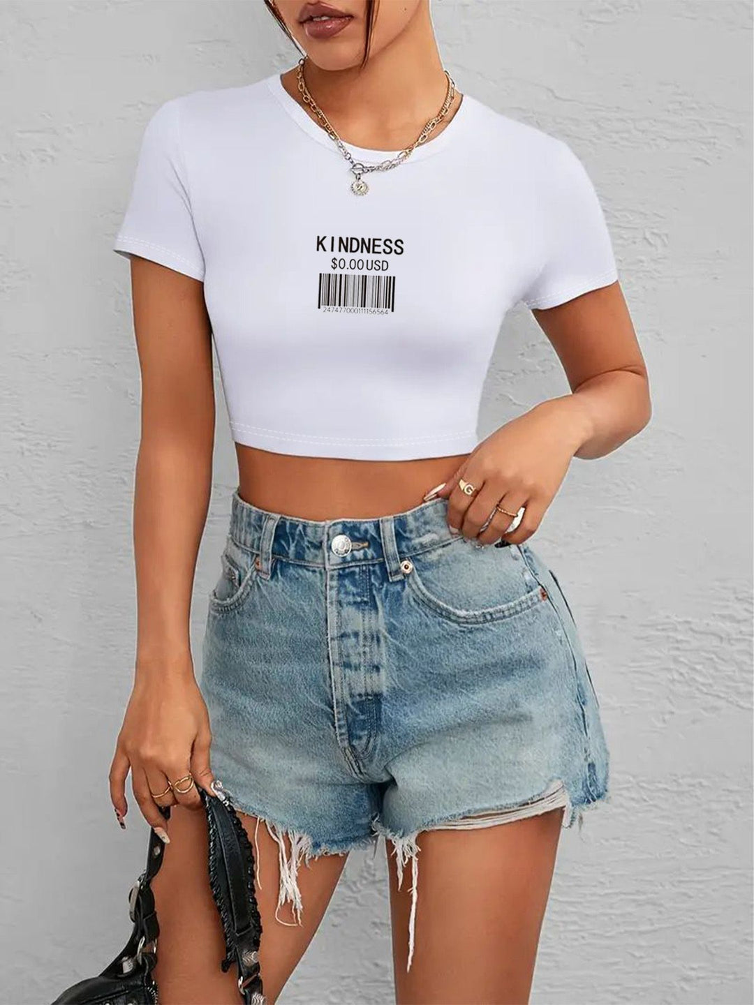 Damen Crop-T-Shirt mit auffälligem Statement-Print Echo Archiv 1777452337